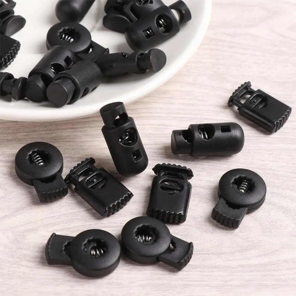 20pcs 4/5/6/7mm Hole Double Holes Sportswear Accessories Cord Lock Bean Apparel Shoelace Plastic Stopper Toggle Clip