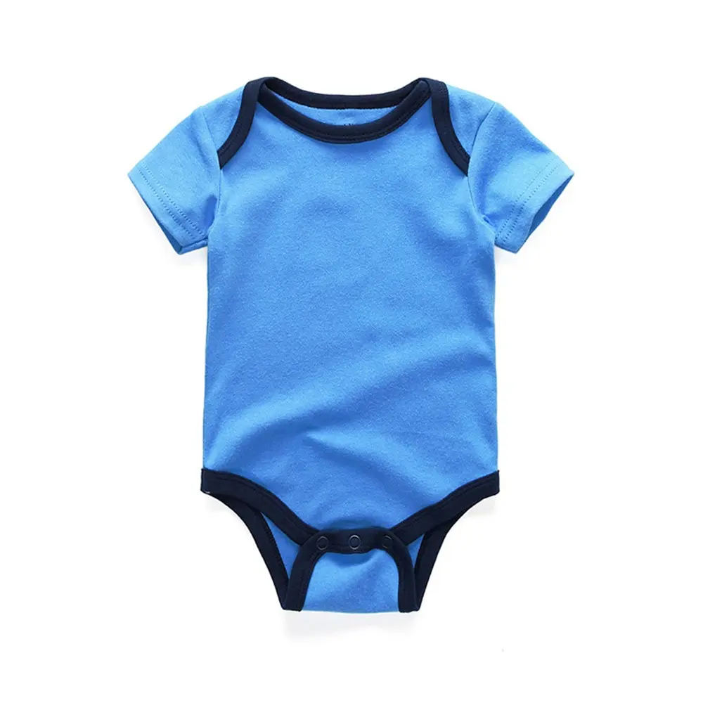 Kiddiezoom four seasons boys and girls solid color stitching 100% cotton jumpsuit boy girl tight soft cute baby boy clothes 0-12 months baby