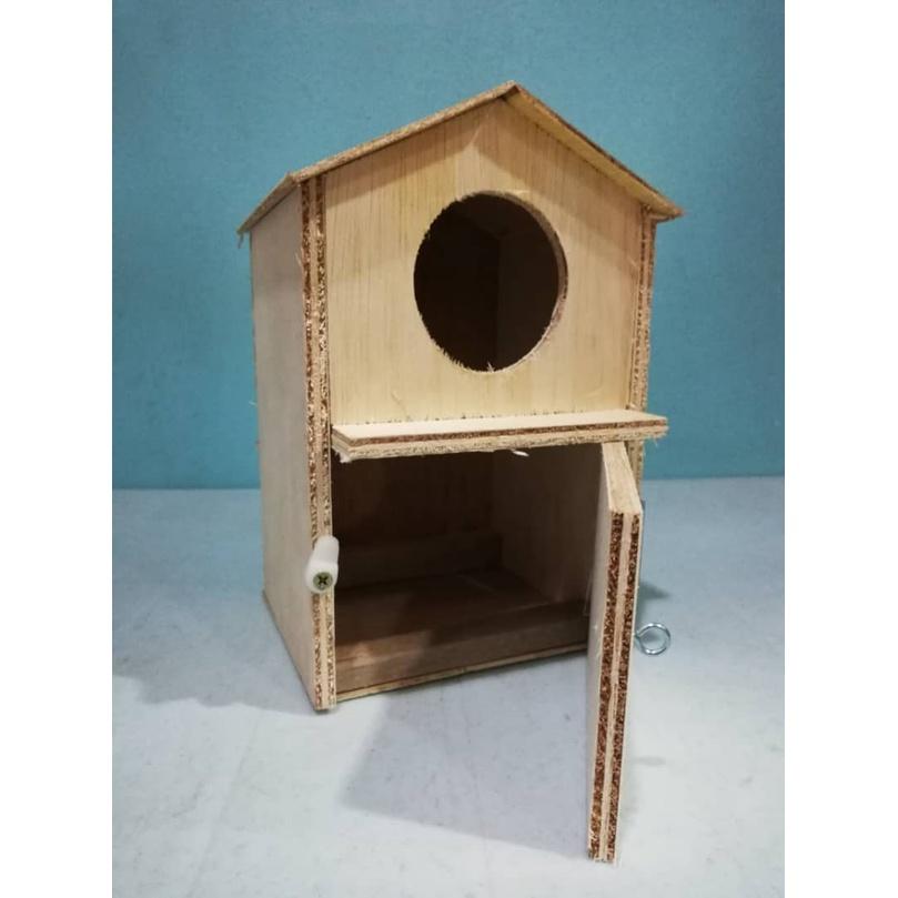 3065 Bird House 23cm x 14cm x 13cm Bottom Front Door Rumah Burung Sugar Glider Nestbox Wooden BIrdHouse Nest Box Wood