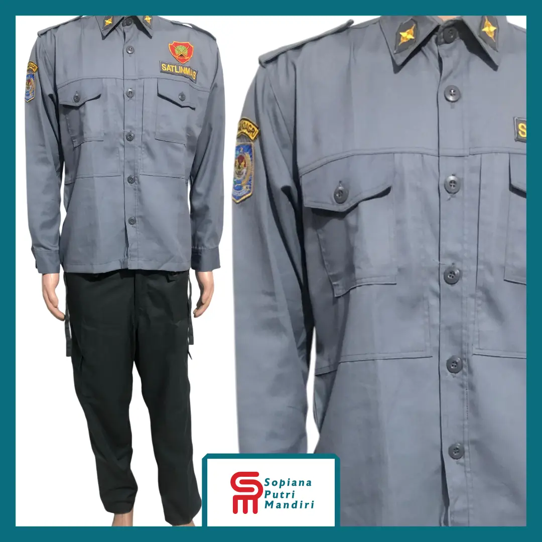 Stelan linmas abu | baju linmas | stelan linmas
