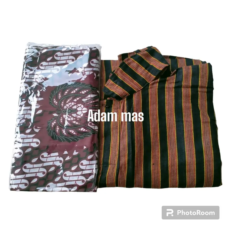 Set baju surjan lurik tradisional pria dewasa adat jawa-Baju pria adat jogja solo Motif 0