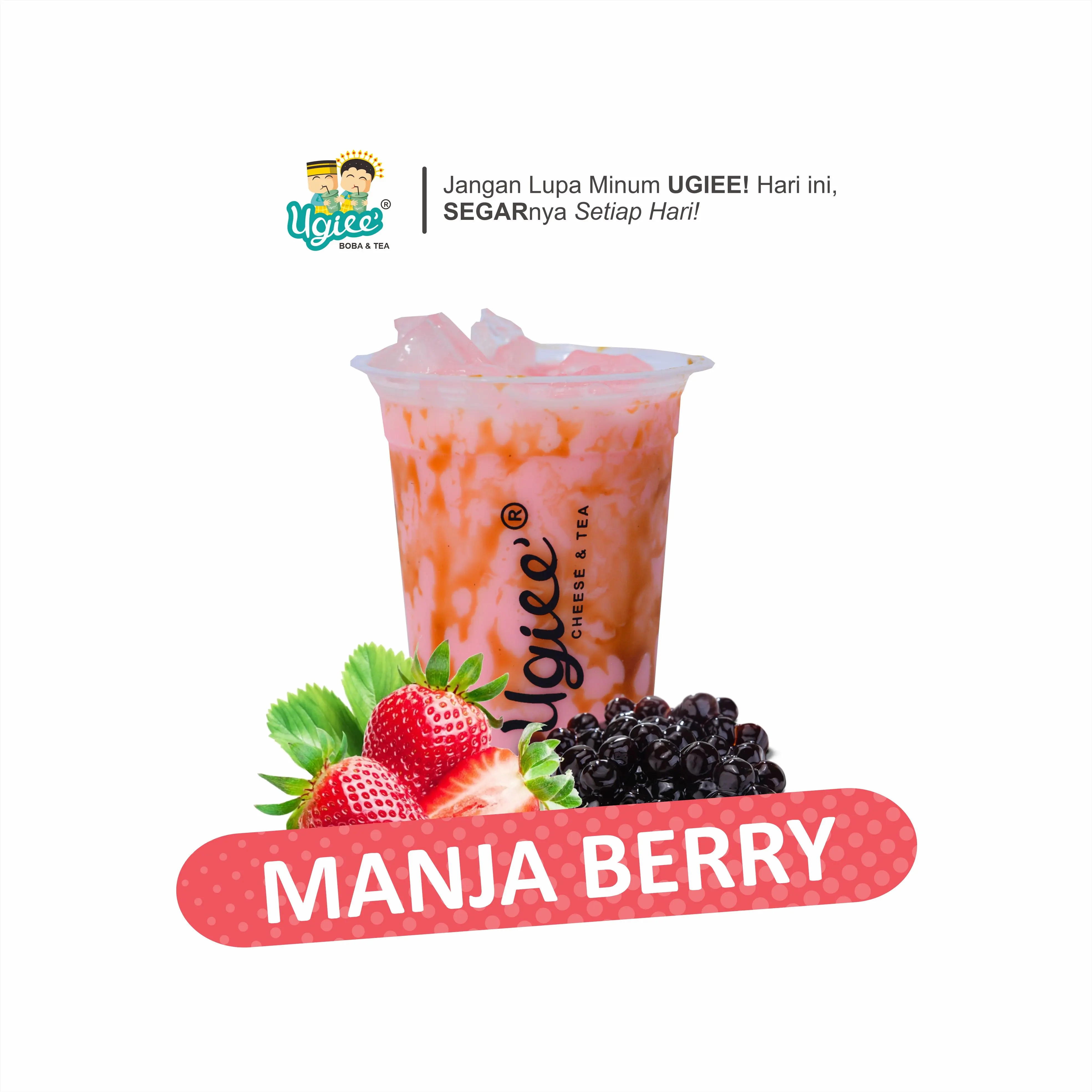 Manja Berry 16oz - Isi 1 sachet Bubuk Minuman Racikan UGIEE Boba & tea