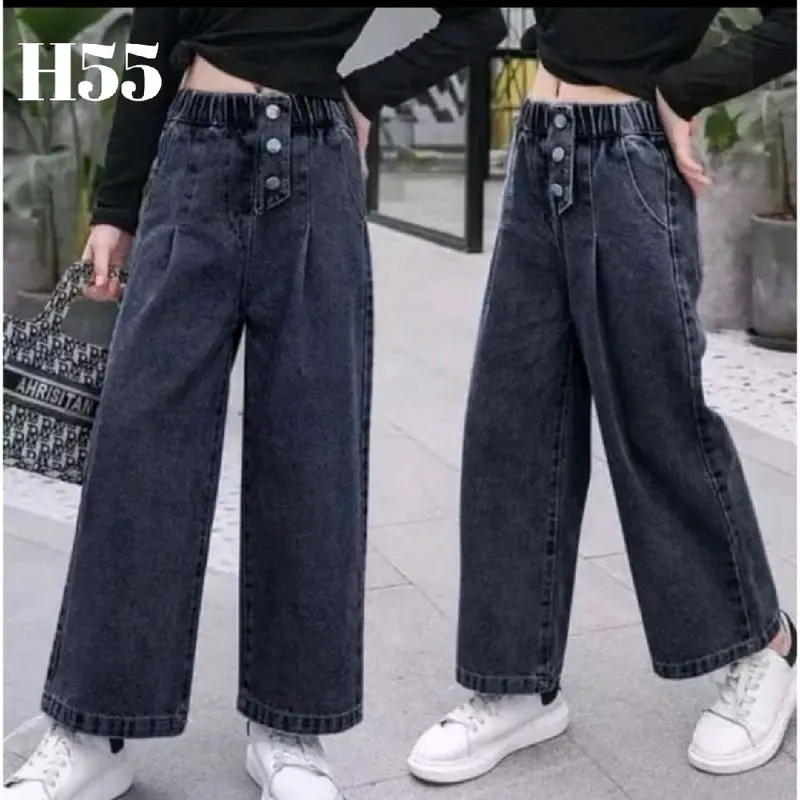Celana Jeans Kids Denim Palazzo Fashion Kulot Anak Perempuan Remaja Cargo Usia 7-13 Tahun 0