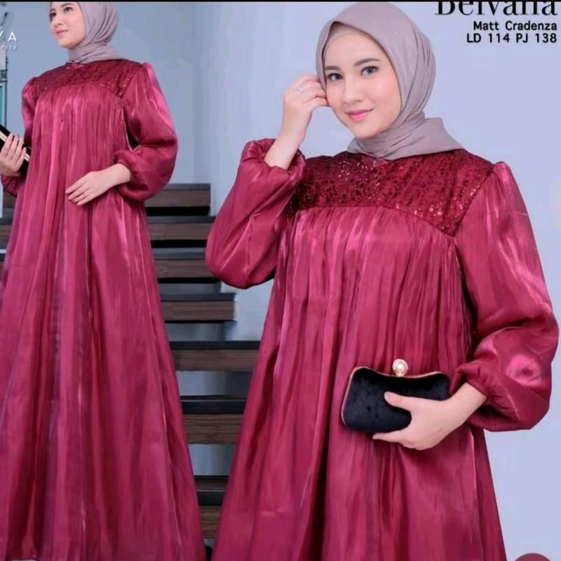 BELVANA DRESS SHIMMER CRADENZA SILK PREMIUM SET HIJAB Gamis Panjang Muslim Couple Wanita 4