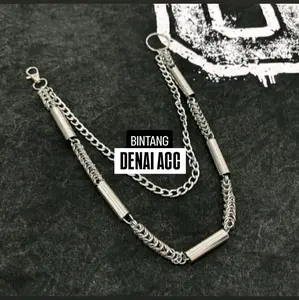 (Bisa COD) Rantai Pengaman Dompet Baja Stainless Steel Model Double Layer Elegan untuk Aksesori Anda
