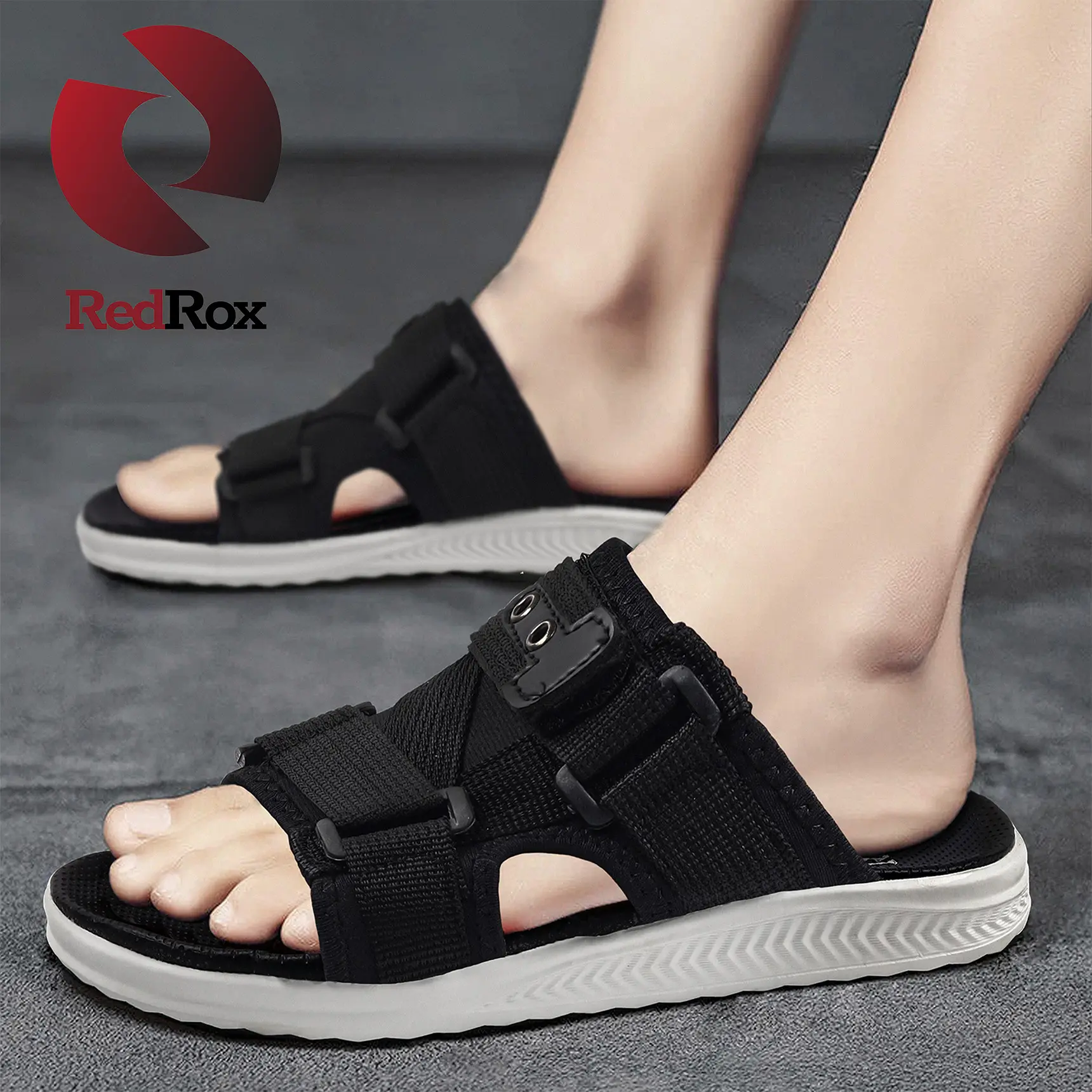 REDROX Sandal Slide PRIA DREAM STEPS White or Black GRECIAN MAN CASUAL Sendal Shoes Selop - VOXT 11