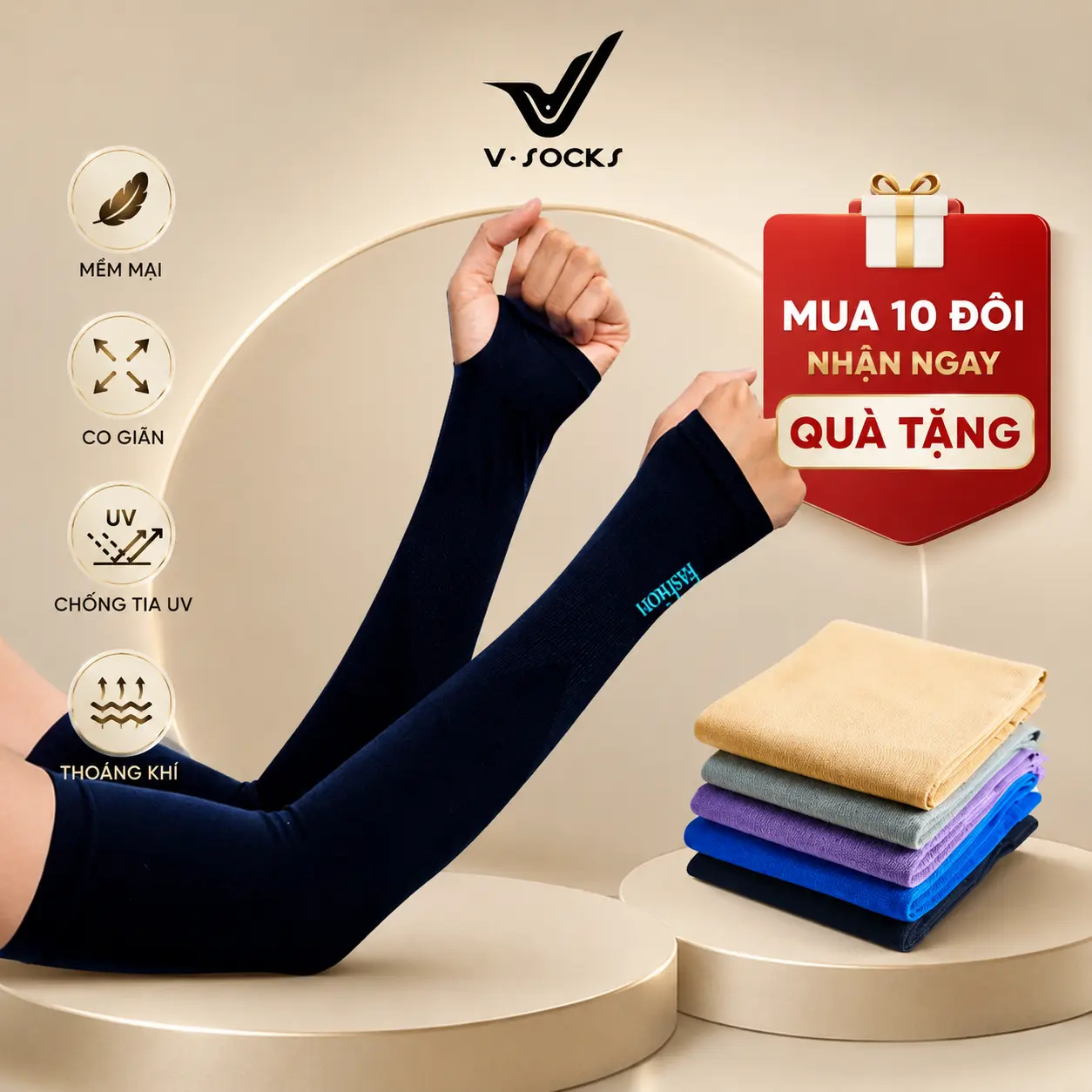 Găng Tay Chống Nắng Chống Tia UV VSocks Nhiều Màu - Phù Hợp Cho Cả Nam Và Nữ