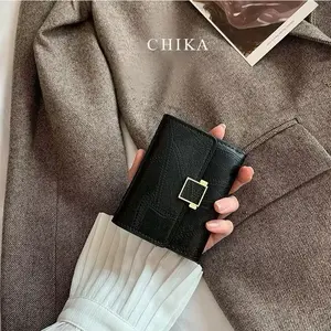 Chika Dompet Lipat Wanita Short Retro Fashion Card Pack Card Holder dompet wanita import dompet kecil dompet Wanita Lipat Kotak Retro #126D