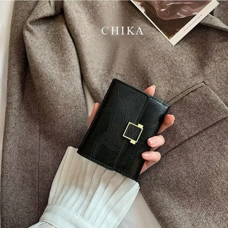 Chika Dompet Lipat Wanita Short Retro Fashion Card Pack Card Holder dompet wanita import dompet kecil#C231-4 Dompet Wanita Lipat Kotak Retro C231-4 Kartu 0
