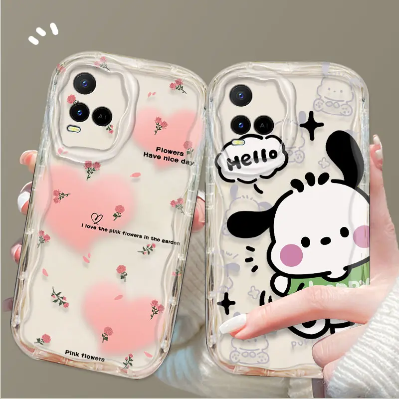 Cocok untuk VIVO Y21 Y21S Y21T Y21A Y33S V2111 V2135 V2152 V2109 Kotak pelindung ponsel Anti-jatuh tahan guncangan cangkang lunak Bahan TPU silikon Kartun Gaya gadis sederhana dan imut Cakupan penuh kamera ponsel transparan Casing