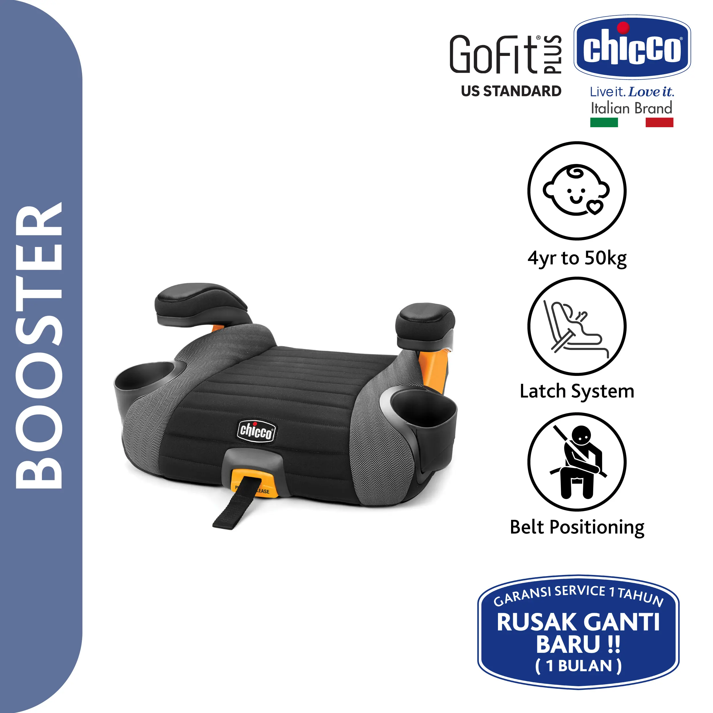 CHICCO GoFit Plus Backless Booster Car Seat / Toddler Car Seat Anak Tempat Duduk Anak di Mobil