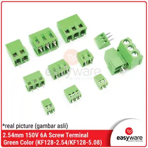 Screw Terminal Block KF128 2.54mm 2P 3P 4P Terminal Blok KF128 5.08mm 2 PIN 3 PIN Hijau Green Screw Terminal Blok KF128 7.5mm