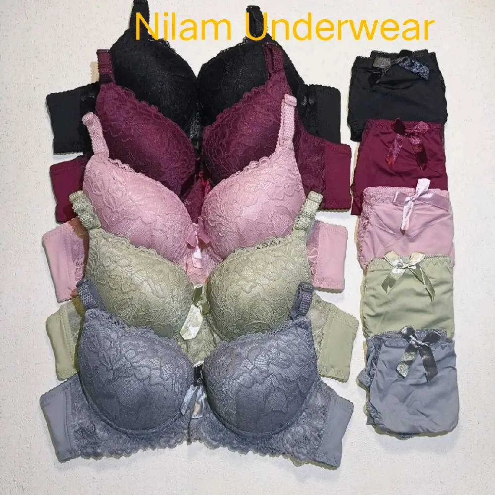 Dapet ( 1 Pcs ) BH Set Wanita Dewasa Set Bh Celana Dalam Wanita Busa Tebal Kawat Cup A Kecil Setelan Bra Motif Renda Halus uk 34 - 40