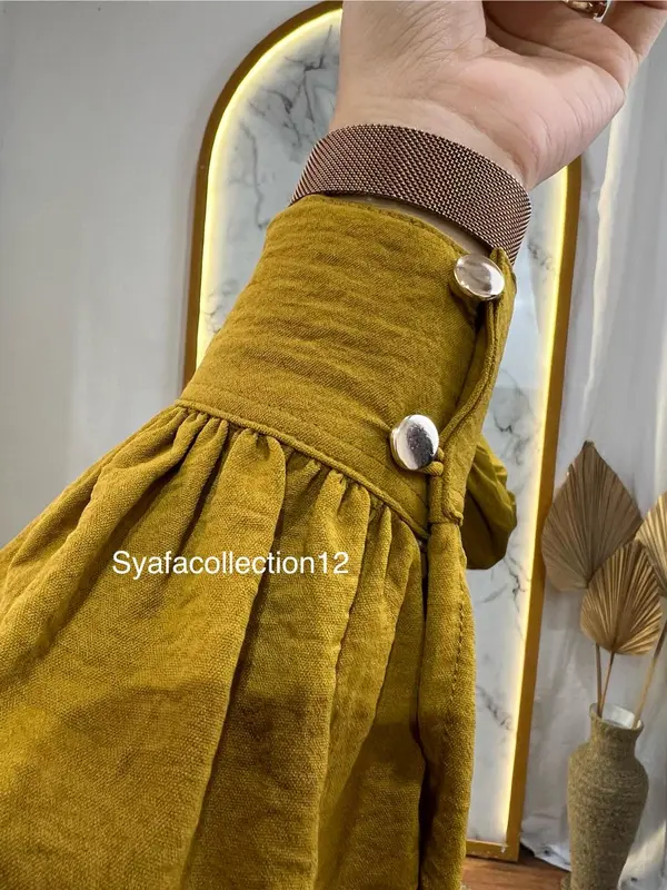 Syafacollection Azizah Dress wanita Kain Crinkle Gamis Formal Muslim Flowy Kantong Airflow 4
