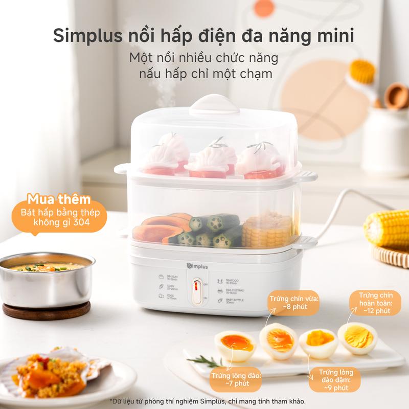 SimplusVN Nồi hấp điện đa năng DZEG007 Máy hấp trứng thế hệ mới Nồi hấp mini…