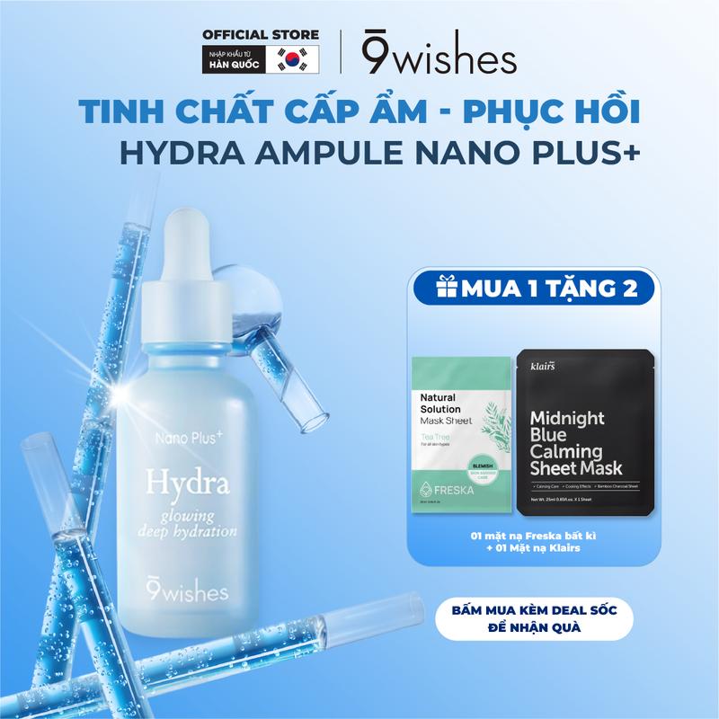   LS   Quà tặng 1 mặt nạ K + 1 mask F  Tinh Chất Dưỡng Ẩm Da 9 Wishes Hydra Ampule Nano Plus+ 30ml 