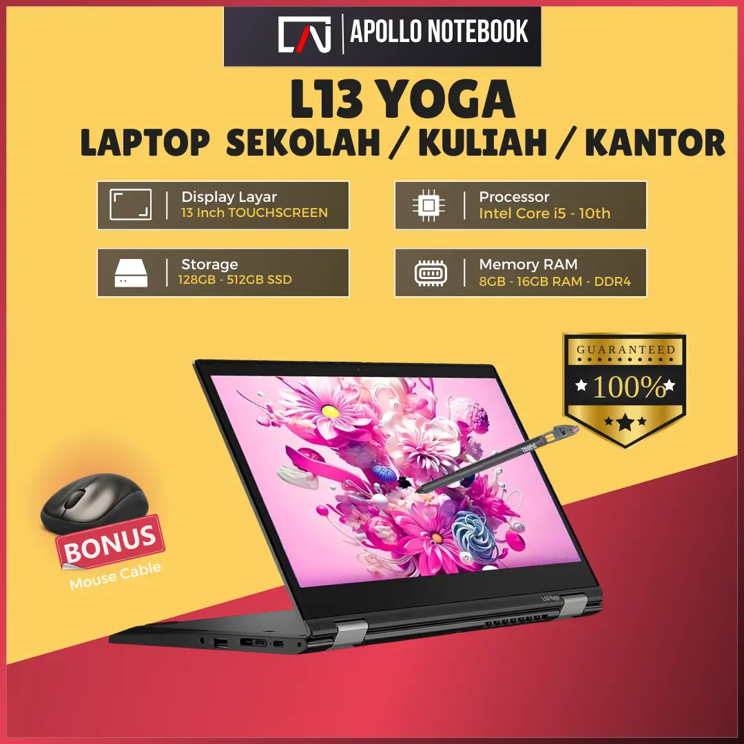 Laptop 2 in 1 yoga L13 core i5 -   Windows - Bergaransi