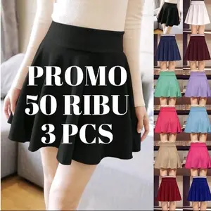 50RB DPT 3PCS rok senam mini bersepeda atau badminton /rok style korea mini flare/ rok ngegym berolahraga extra small pink fanta
