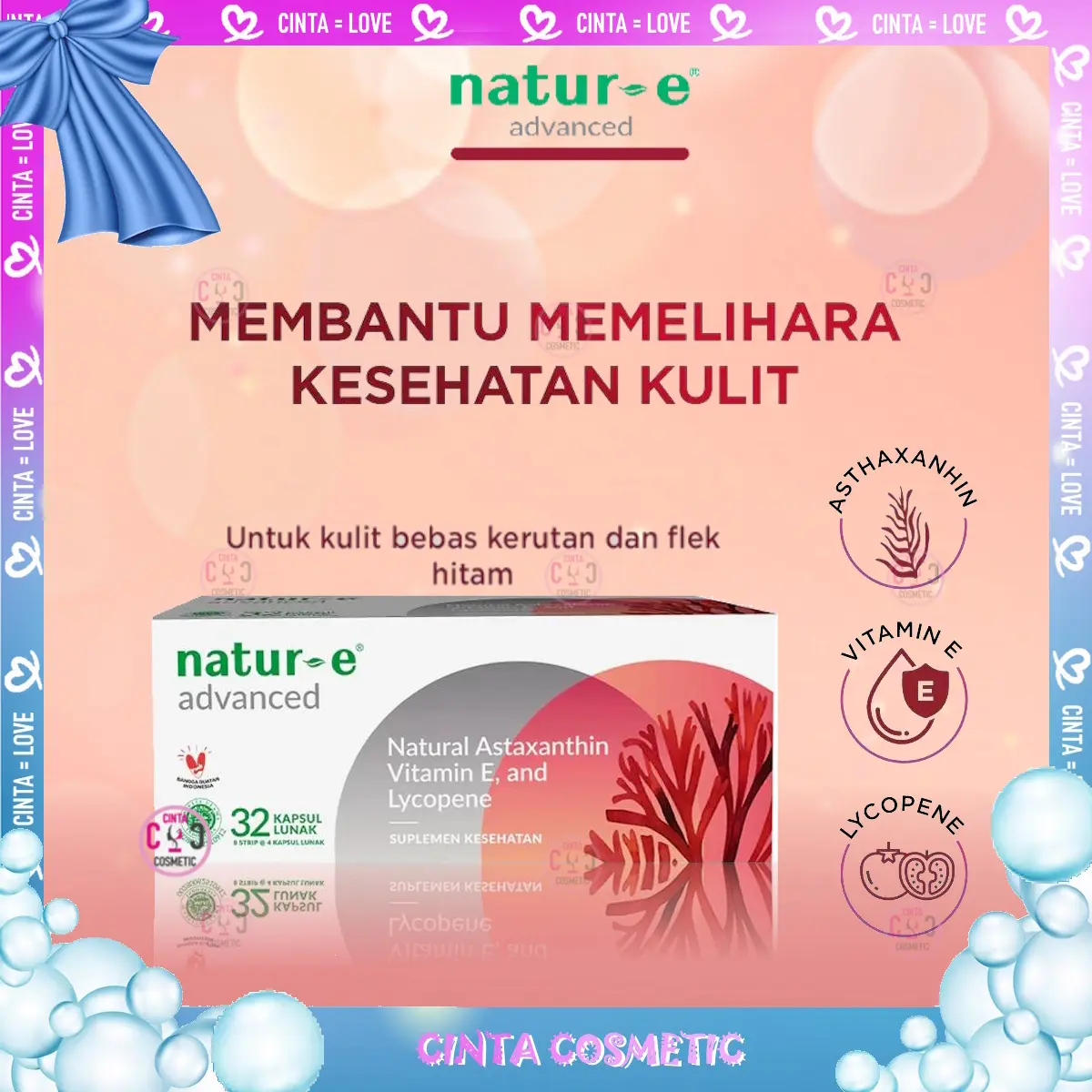 NATUR E Soft Capsule Advanced isi 32s | isi 16s | Vitamin Kulit | Untuk Flek Hitam | Suplemen Kecantikan