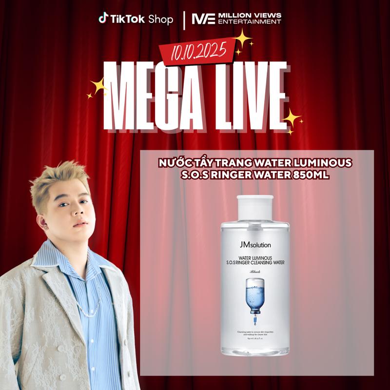 [ Long Chun x JMsolution] Nước Tẩy Trang JMSolution Water Luminous SOS Ringer Cleansing Water Black Chính Hãng, Hỗ Trợ Cấp Ẩm, Sạch Sâu Dịu Nhẹ 850ml