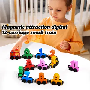 1SET mainan edukasi anak perempuan Pencerahan matematika, interaksi orang tua-anak Mainan Angka Magnet Kereta Api