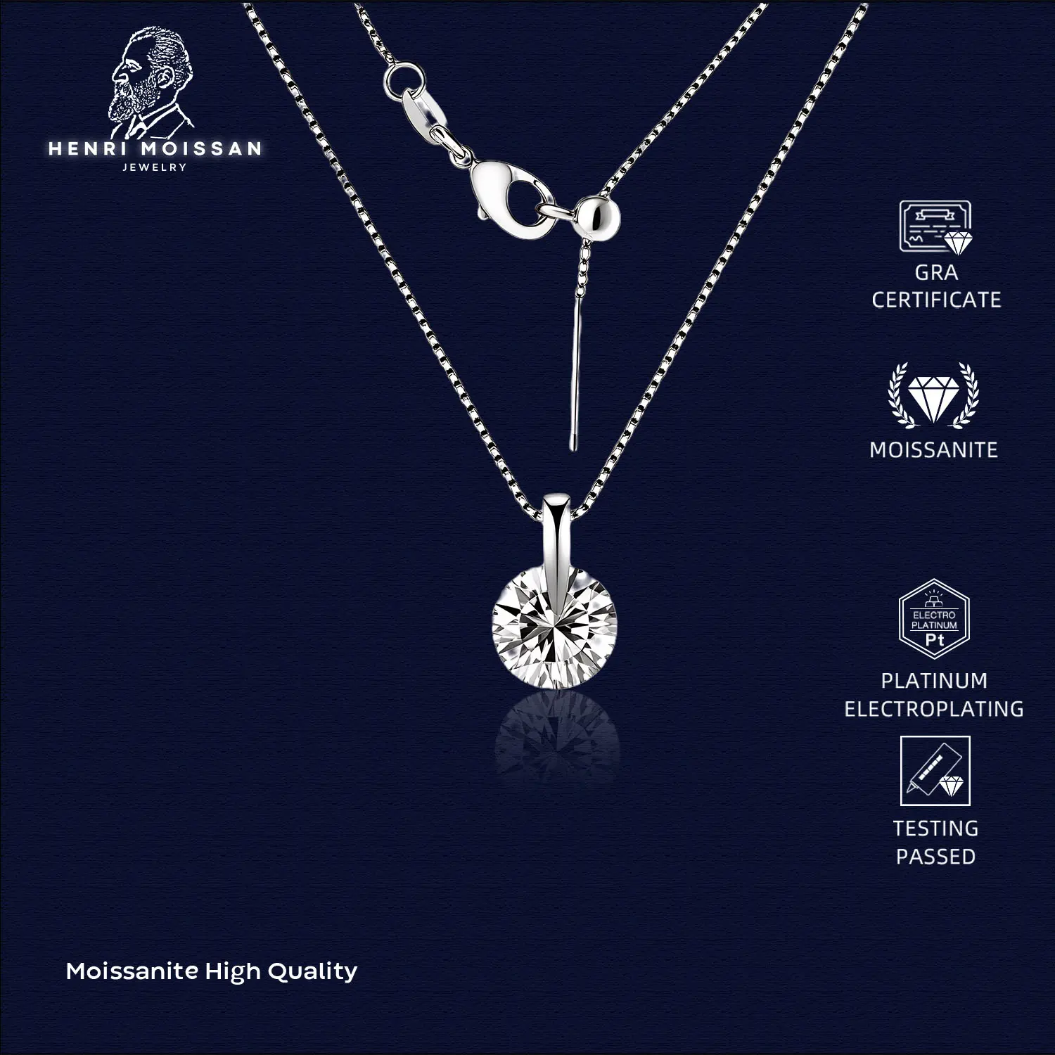 OS5-MN99 Kalung Wanita Moissanite 2 Carat Henri Moissan Star Permata 5 Layer Platinum Garansi 1 Tahun Berkualitas Tinggi High Quality Anti Luntur Karat Berubah Warna Aksesoris Perhiasan Cincin Nikah Permata VVS1 Elegan Free Box