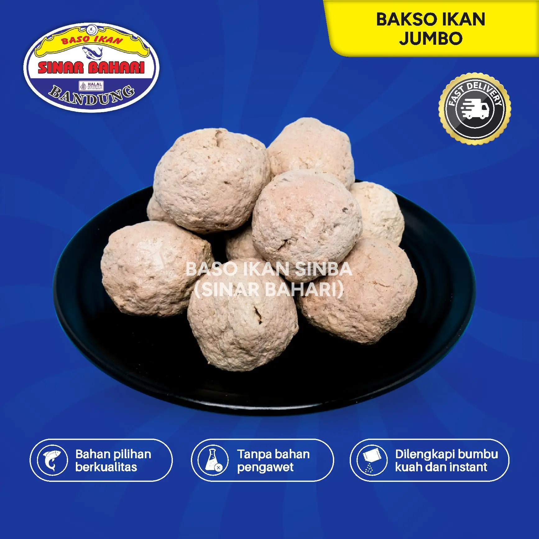 Baso Ikan Jumbo Sinar Bahari Isi 10 Pcs Bakso Kuah Instan