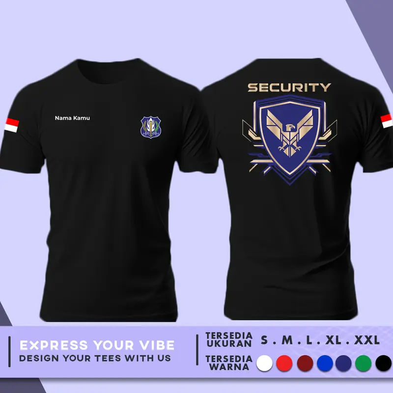 Kaos Baju Satpam Security Gratis Tulis Nama Kamu | Cotton Combed 30s V.1 0