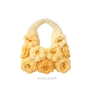 HUGLOOP - Tas Rajut Bunga Elegan Bahan Kapas / Elegant Crochet Flower Handbag Cotton Yarn / Tas Rajut Handmade Kondangan Estetik