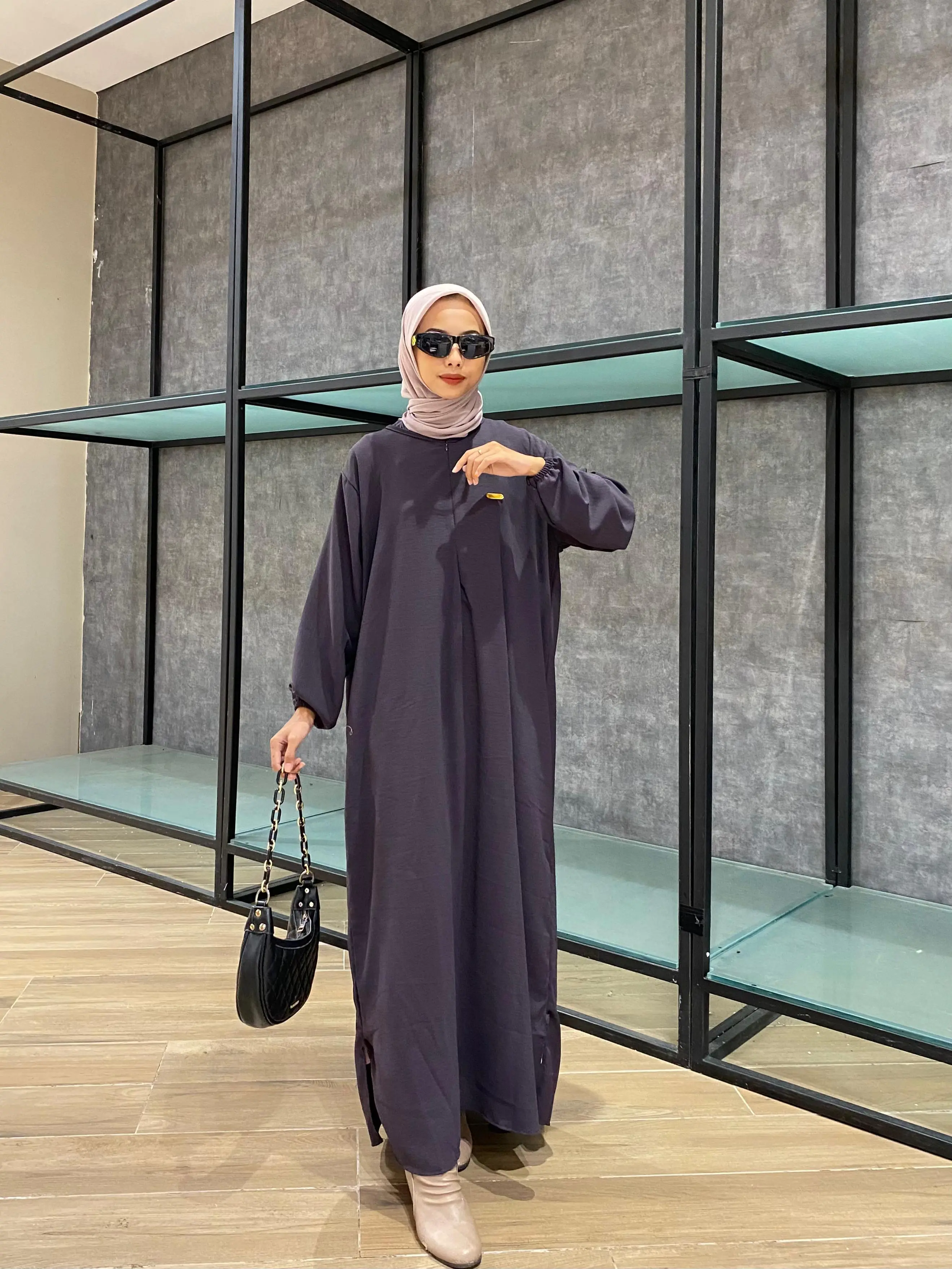 Tansstore - Amanda Long Daily Kerut Muslim Crinkle Airflow | Gamis Terbaru Nyaman Dress Basic Simple Maxi