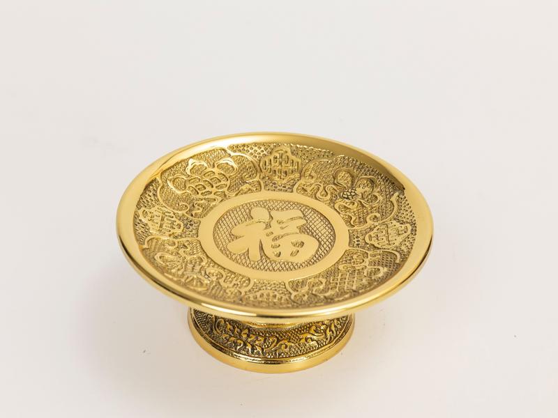 Dĩa Trái Cây Chữ Phúc số 1 Cao 6cm x Rộng 13.8cm Nặng 400g Bằng Đồng dùng Trong Thờ Cúng Thương Hiệu Thuận Phát Bảo Hành 5 Năm