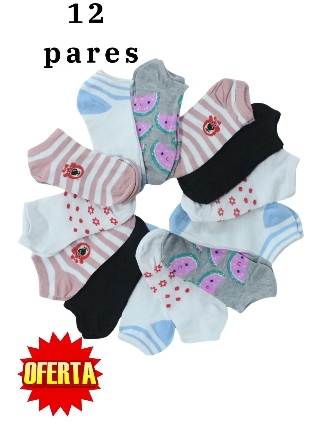 Paquete de 12 Calcetas de Dama, Suaves, Cómodas, Transpirables, Miss Miriam