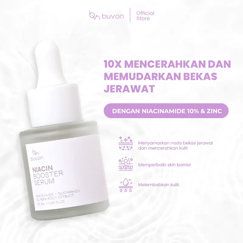 Buvon Pink Acne Shot 30ml & Niacinamide Booster Serum 20ml - Obat Totol Jerawat & Serum Hilangkan Bekas Jerawat PIE PIH Hitam Tetes Memudarkan Wajah 1