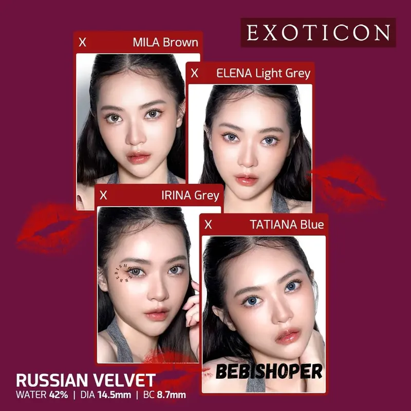 X2 RUSSIAN VELVET NORMAL & MINUS (-0.50 s/d -6.00) / softlen/ softlense / emoticon Lensa Kontak / BS SOFTLEN Eye Softlens 4