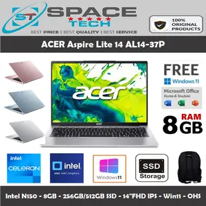 ACER Aspire Lite AL14 37P N150 8GB 256GB/512GB SSD 14"FHD IPS Win11 OHS