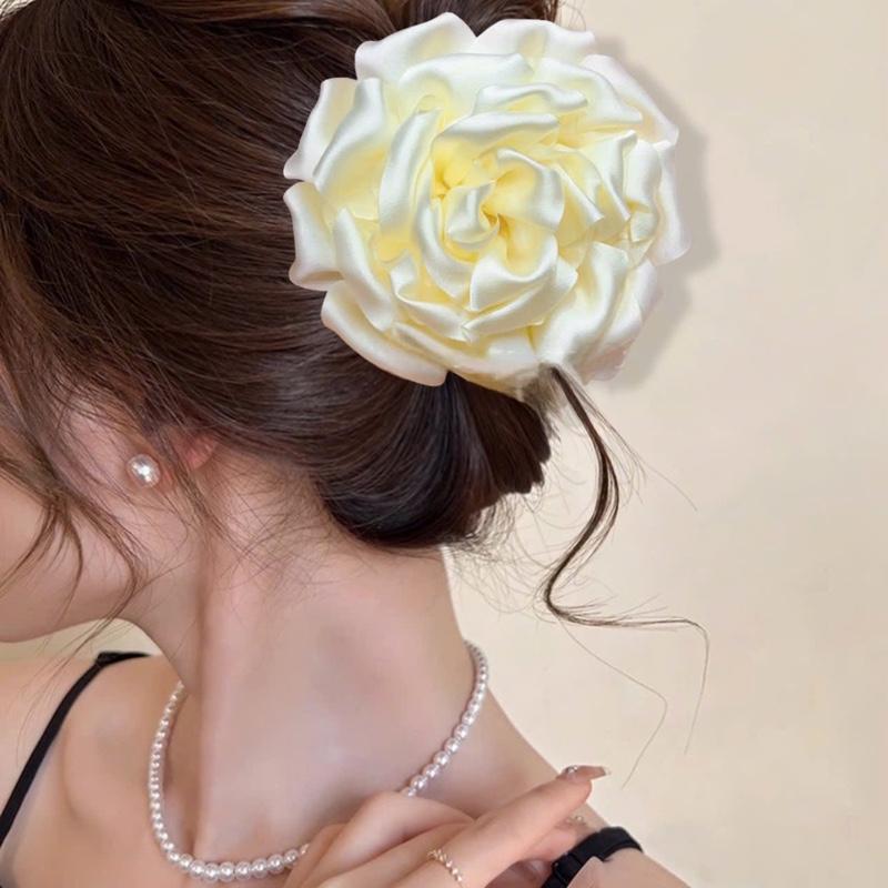 Kẹp tóc bông hoa lụa cỡ đại 11cm dịu dàng #589