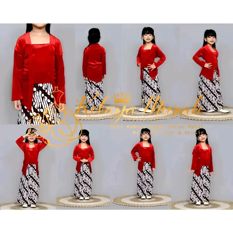 Setelan Kebaya Bludru Anak Kutubaru || Set Kebaya Bludru Anak Perempuan || Seragam Adat Anak Perempuan 9-10 Tahun Yellow || Rok Motif 2