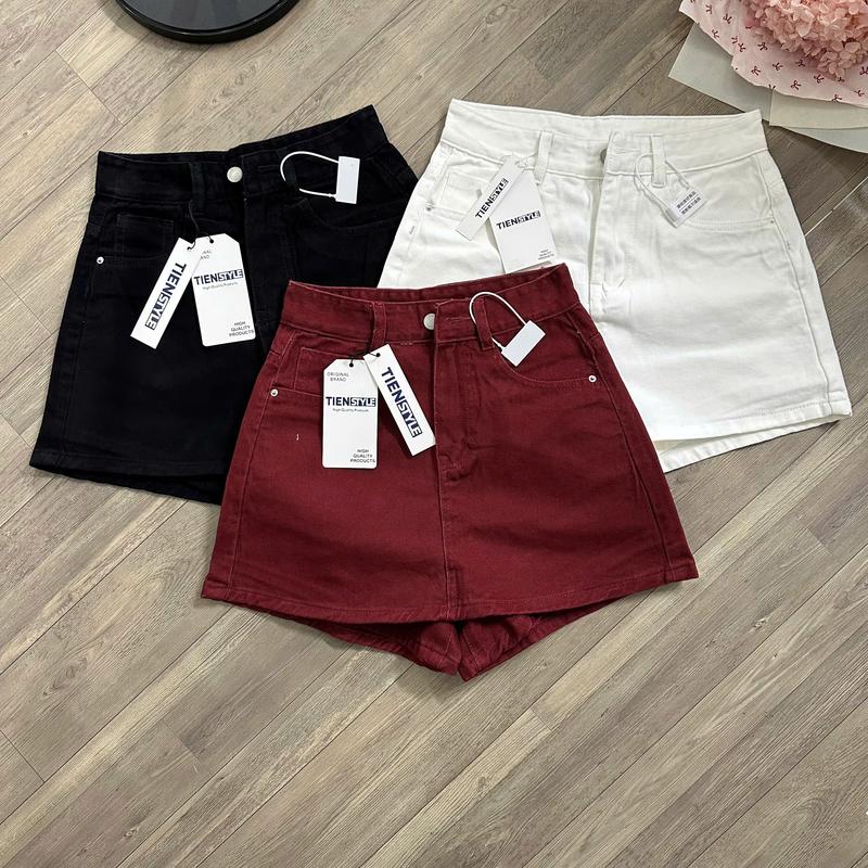  TIENSTYLE - Quần Váy Jean Ngắn Co Giãn 5 Màu Lưng Cao Quần Váy Bigsize Dáng Chữ A Basic Chất Liệu Vải Jean Cotton Mềm Mịn Đồ Noel Bigsize Nữ Quần Áo Tết Nữ 