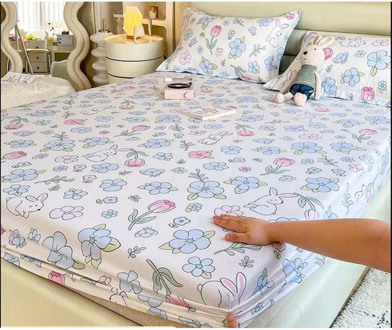 Product Introduction of 100% Cotton Bed Fitted Sheets With Elastic +2pc Pillowcases Adult Kids Girls Princess Twin Full King Queen Mattress Cover B84 25