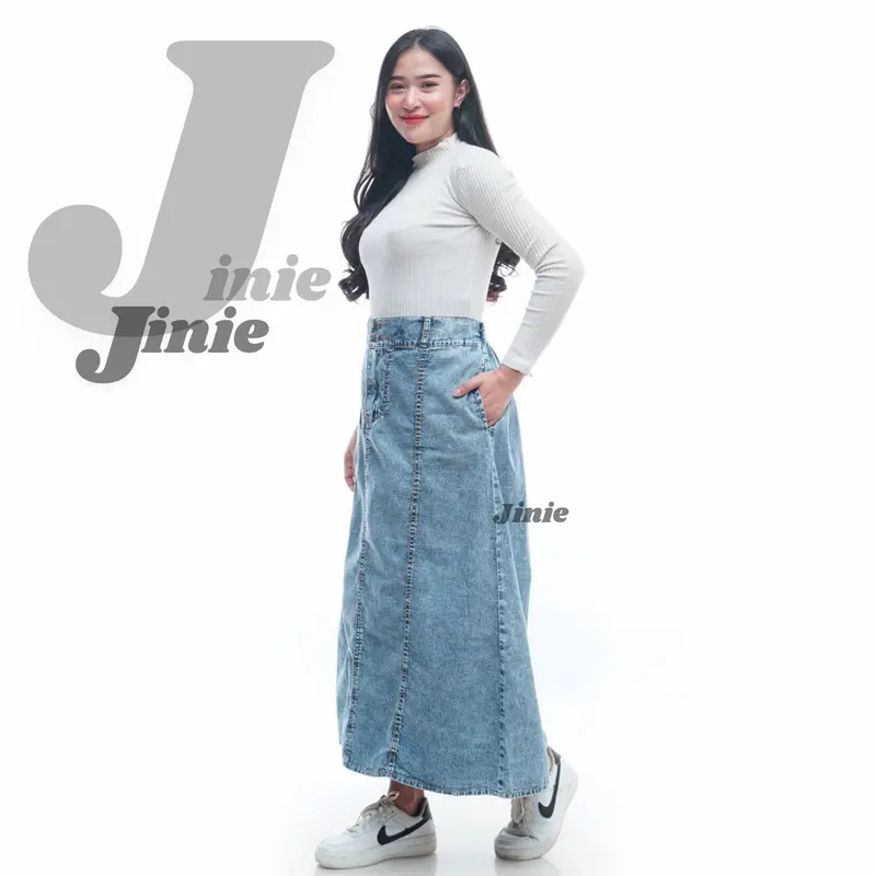 Rok Jeans A-Line Panjang Highwaist Dewasa Standar Sampai Jumbo 1