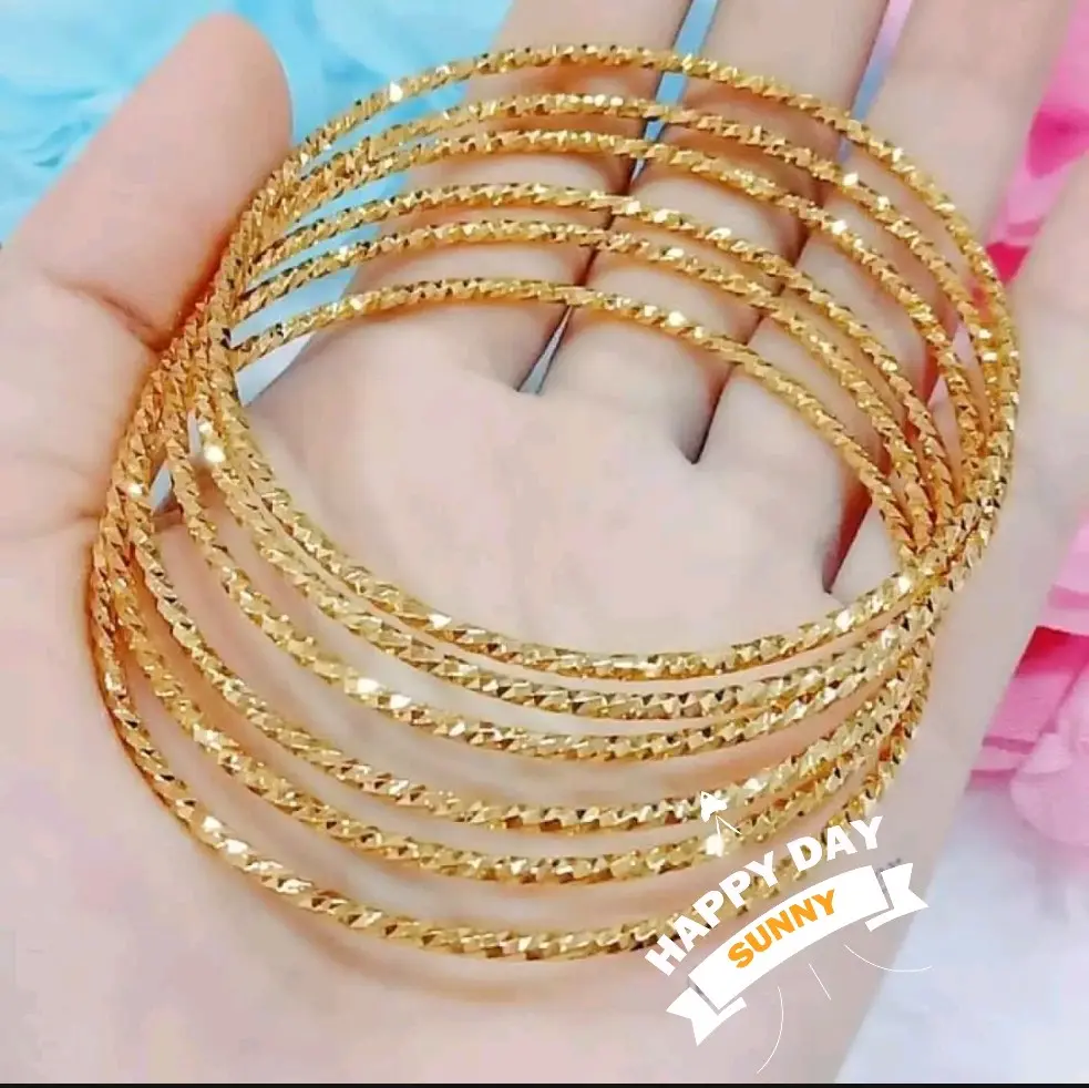 Gelang keroncong Titanium isi 6 anti karat anti luntur Emas Perak Kulit Perhiasan Wanita