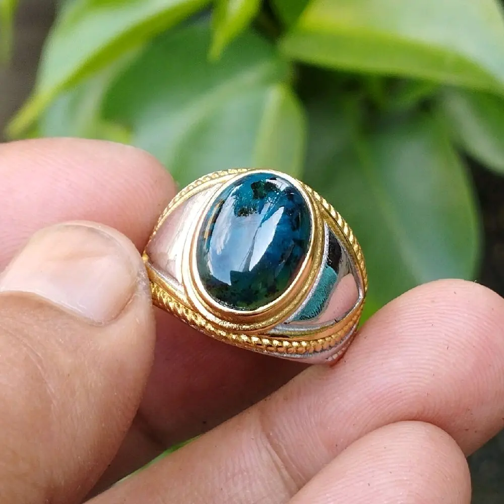 cincin batu bacan doko totol coklat keristal natural