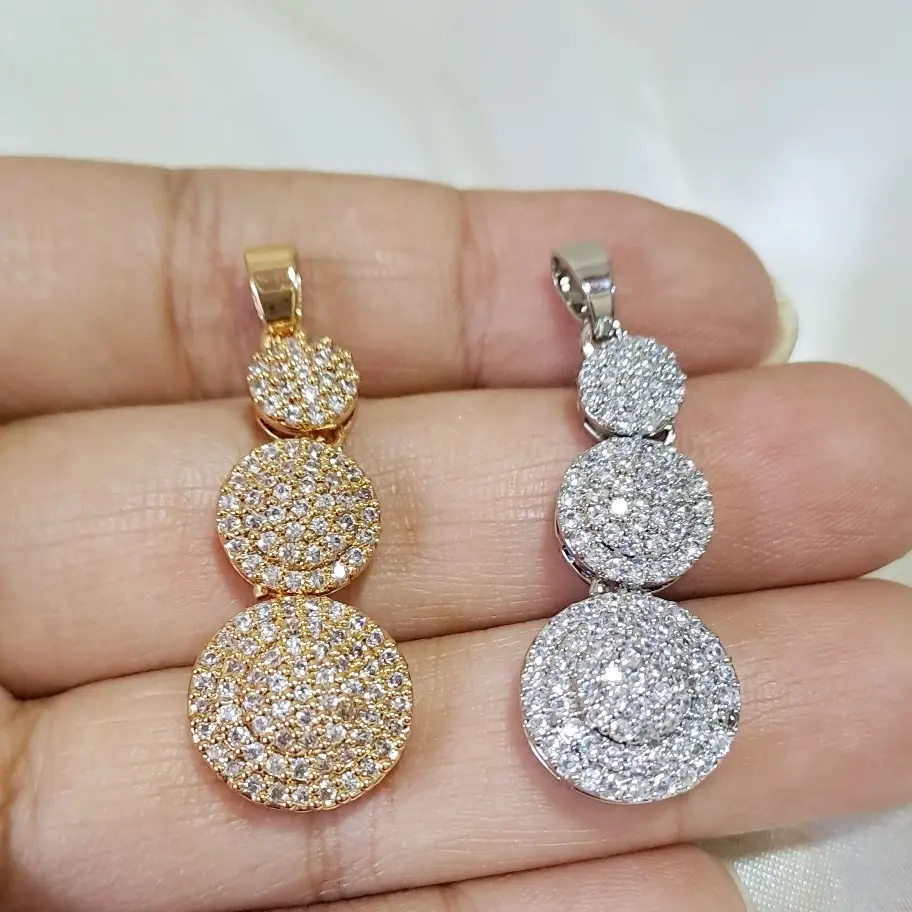 Liontin Wanita Dewasa Tiga Full Mata Bulat Mewah Elegan Aksesoris Perhiasan  Premium tanpa kalung