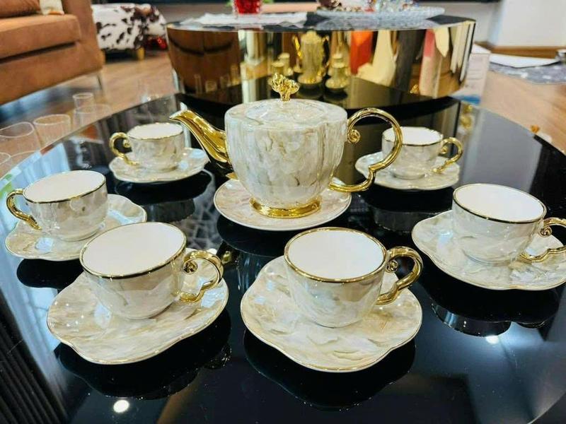 Combo Vân Đá 2025 Lẻ Các Món. Set Phụ Kiện Vân Đá 2025 Trang Trí Ngày Tết. Hũ Đựng Bánh Kẹo Tết, Bộ Tách Pha Trà Vân Đá Ghi