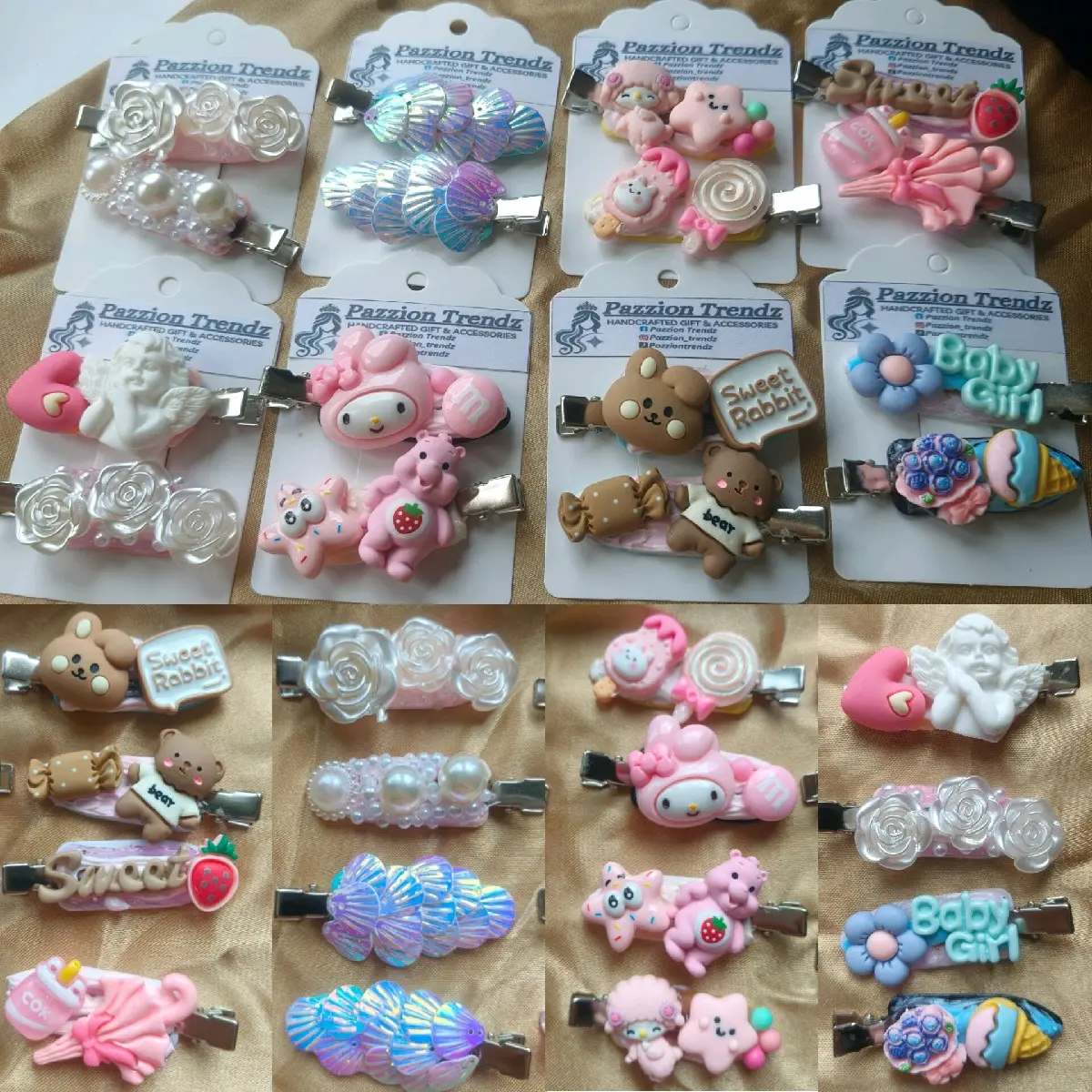 Handcrafted Hair Clips - Set of 2, As Shown