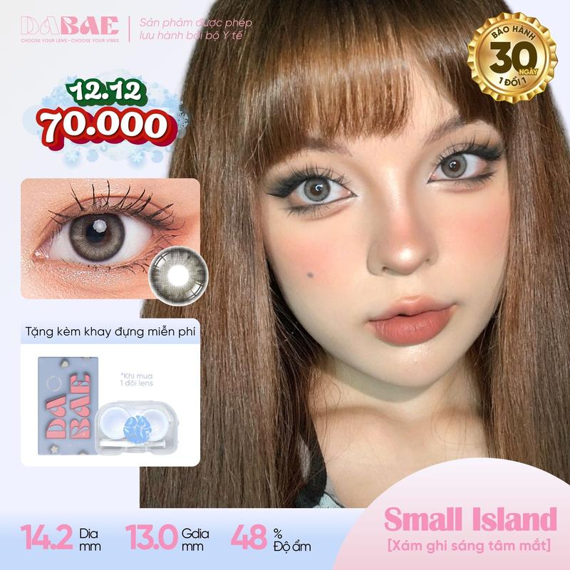  Kính áp tròng DABAE lens cận màu xám đen tự nhiên 3 tháng DIA 14.2mm có độ 0-8 SMALL ISLAND 