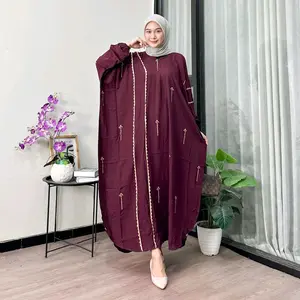 Kaftan Asmara Rayon Premium Tebal Resleting Depan Busui Jumbo Busana Muslim Gamis Wanita Panjang Nyaman