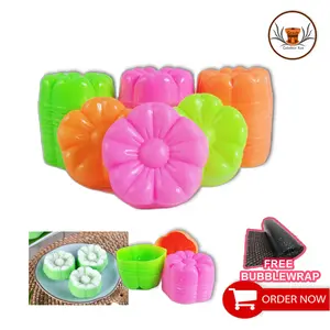 PROMO ISI 12 PCS - CETAKAN KUE PUDING / COKLAT / BOLU / PUTU AYU / MOTIF MELATI BAHAN PLASTIK Kitchenware Kitchenware