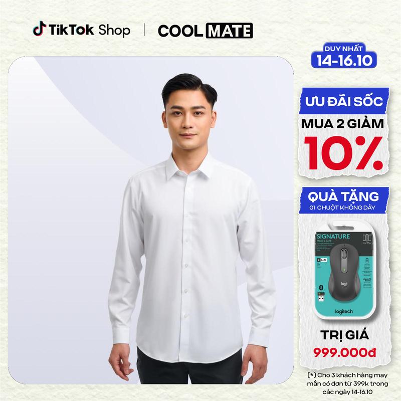 Áo sơ mi nam dài tay Café Sticky Free khử mùi hiệu quả - Coolmate