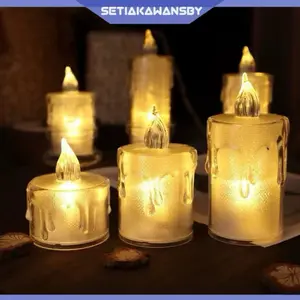 Lampu Lilin Aesthetic Warm White Candle Dekorasi Rumah Elegan & Romantis Nyala Aman Tidak Bakar Cocok Estetika Ruangan